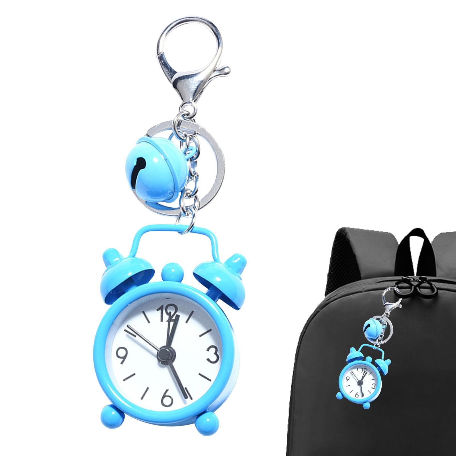 Hitburu Blue Alarm Clock Pendant Alarm Clock Keychain | Cute Alarm Clock Key Chain With Bell | Clock Key Couple Key Alloy Alarm Clock Pendant For Keys To Prevent Loss