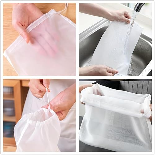 Firavggu 3 Stk Filterbeutel Siebbeutel 80 Micro 45*60cm Pressbeutel Brew Bag Nylon Hopfenfilter Bier Weiss Presssack Filtertuch Auspresstuch Passiertuch Nussmilchbeutel für Obstpresse Wein Marmelade