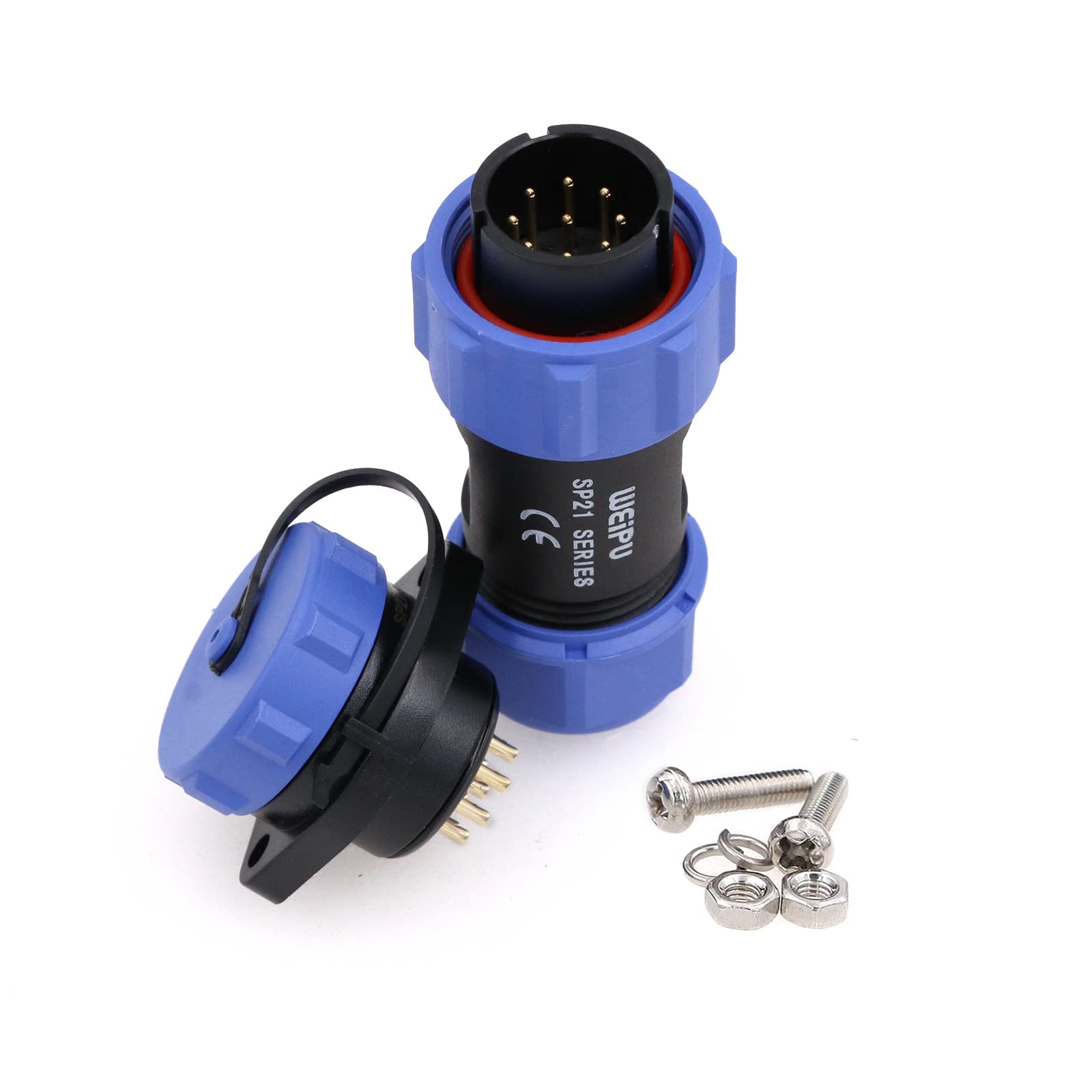 ZBLZGP WEIPU SP21 Panel Mount Wire Cable Electrical Circular Low Voltage Waterproof Connector Power Cord Aviation Connectors LED Lighting for Car and Industrial Motorcycle (Flange, 9 Pin 5A) โ image 1