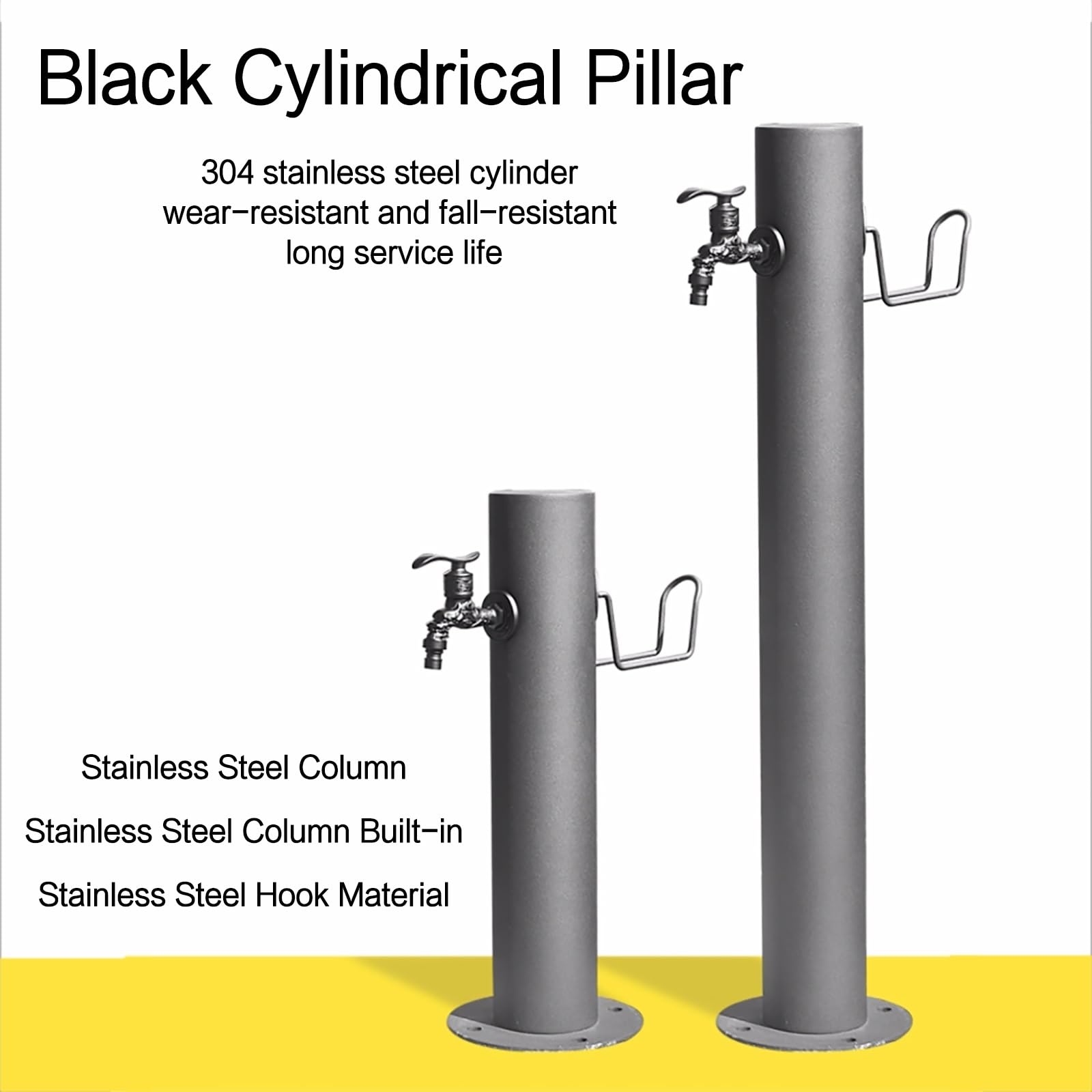 Columna de Agua para jardín Vertical Exterior con Manguera anticongelante, Extensor de Grifo, Pistola rociadora, Fuente Decorativa, dispensador de Agua e hidrante de diseño cilíndr