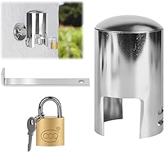 RUCUDIM Wasserhahn Schloss, Wasserhahn Verriegelung, Anti Diebstahl Wasserhahnschloss, Wasserhahn Aussen mit Schloss, Außenwasserhahn Abdeckung, Diebstahl und Vandalismus Verhindern(Silber)