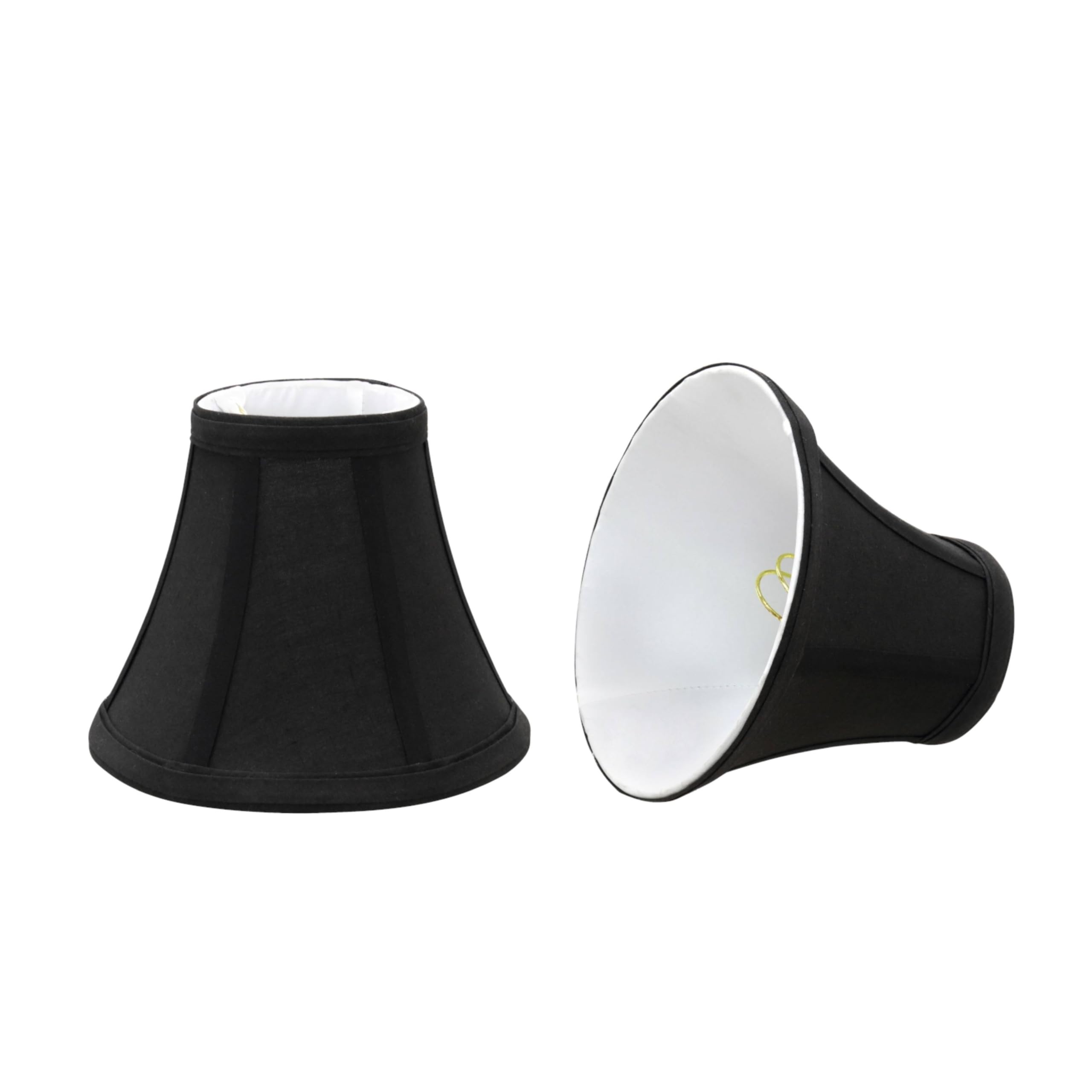 Aspen Creative 30034-2A, Bell Clip-On Chandelier Lamp Shade, Black, 3" Top x 6" Bottom x 5" Slant Height, Set of 2