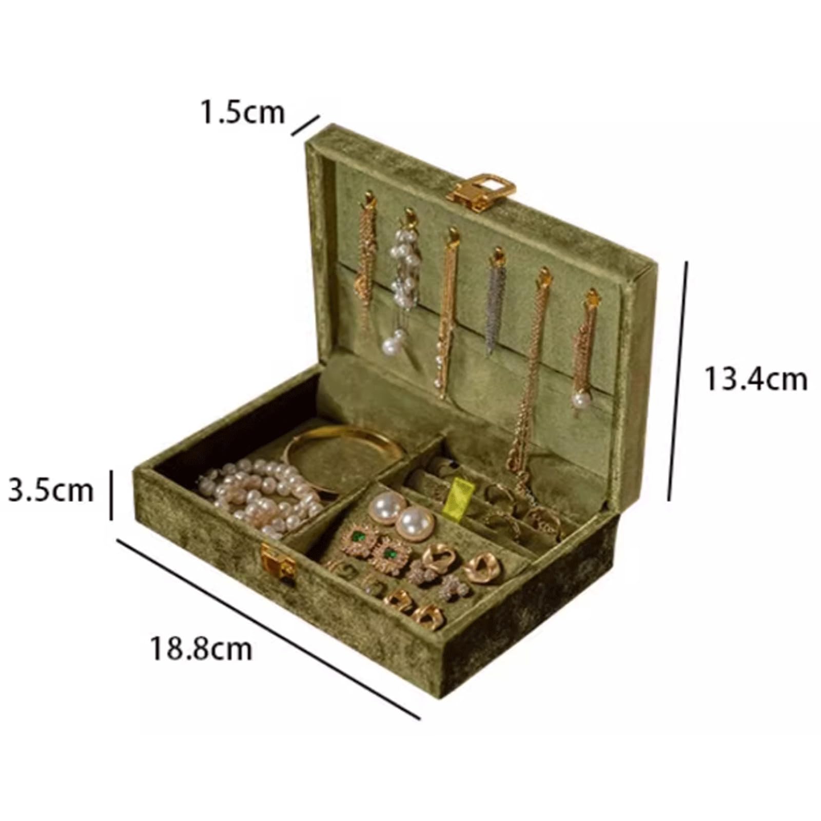 WZGWDC Schmuckkästchen, Samtstoff, Reise-Schmuckkästchen, Metallschnalle, Schmuckschatullen, Schmuckdisplay, Aufbewahrungskoffer für Halsketten, Armbänder, Frauen und Mädchen