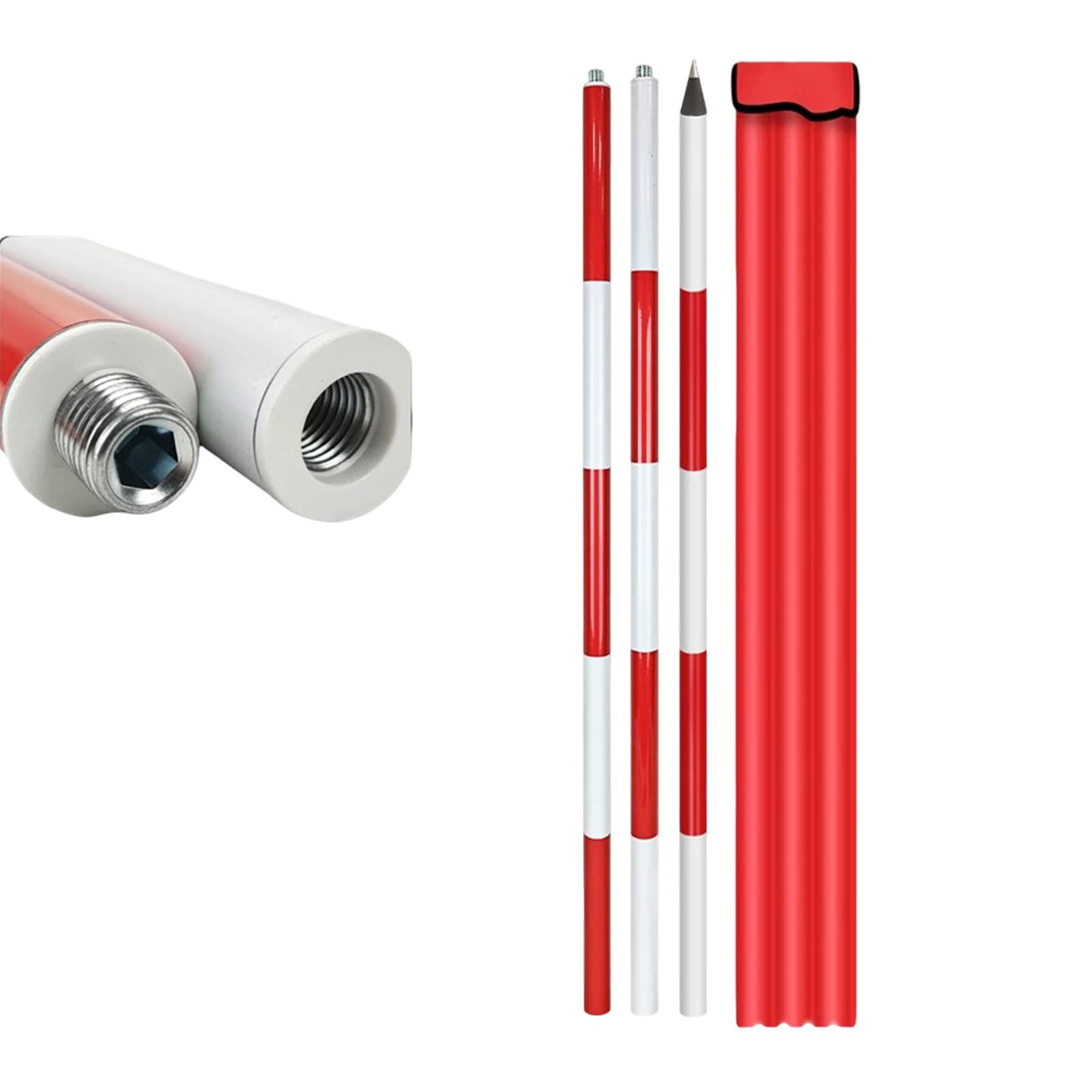 Aluminum Survey Pole, Surveying Prism Pole - Sectional Prism Rod with Storage Bag for Land Surveying, Construction Layout, Engineering Measurement(3m/9.84ft)