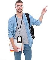 Vista 6 de 2 Pack Black Badge Holder with Lanyard, Detachable Neck Lanyards for ID Badges Holders, Vertical Leather ID Card Holder with 1 ID Window, for Name