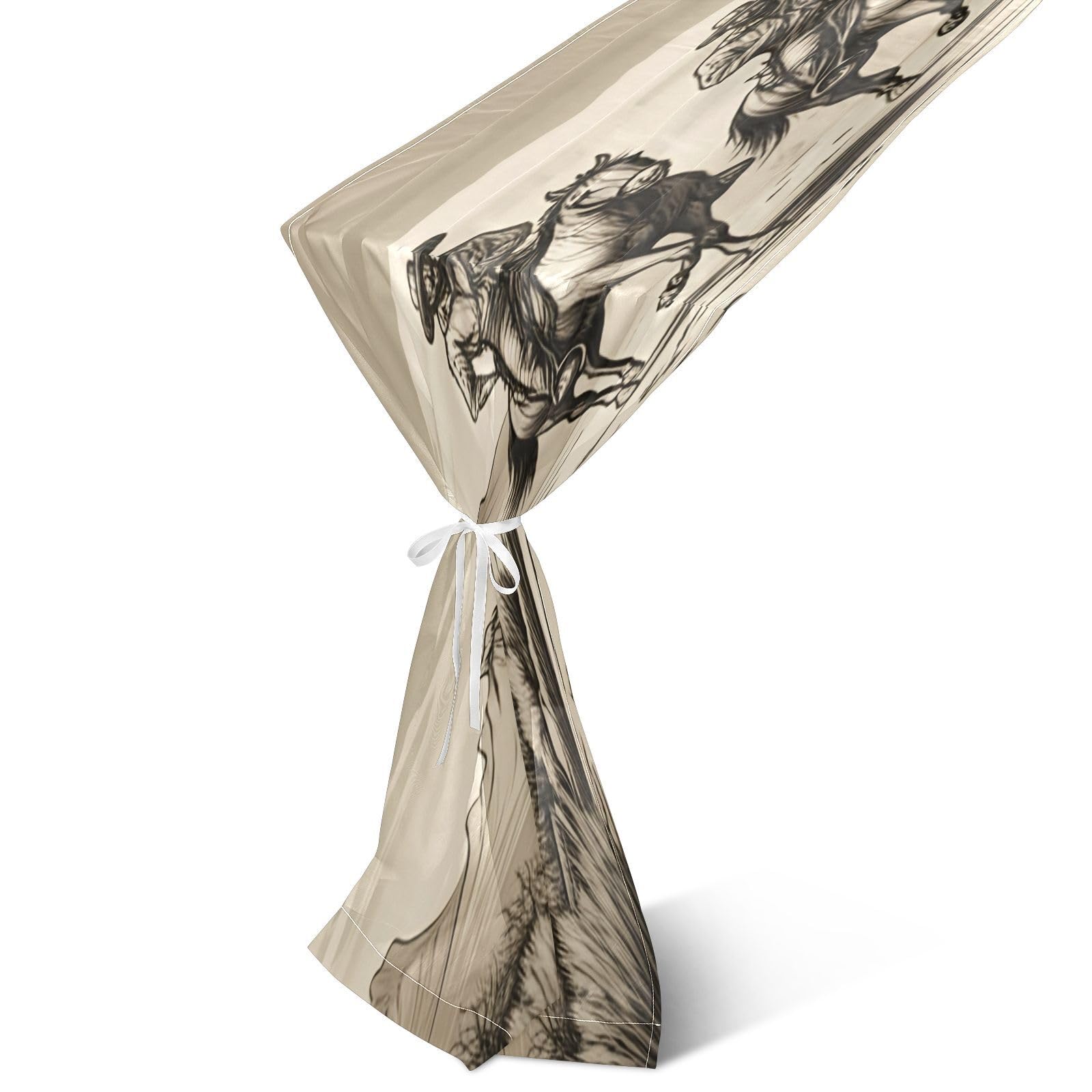 BURSTDDY Chiffon Table Runner,27x120inch Desert Cowboy Gauze Table Runners for Wedding Party Birthday Home Decor Holiday Decorations