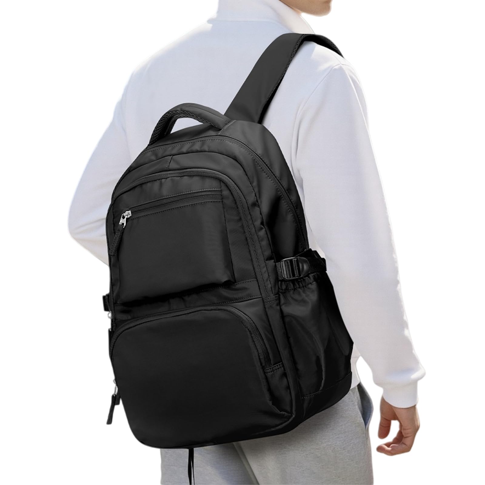 Zaino Scolastico Borsa da Libro di Grande capacità Casual Uomini Donne Zaini Viaggio Universitario per Laptop-Black