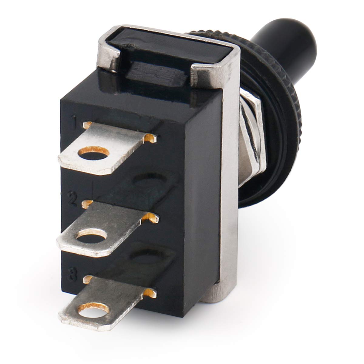 Baomain Car Toggle switch SPDT Latching (Maintained) ON-OFF-ON 3 Pin 3 Position 12V/25A with waterproof cover for Auto Car