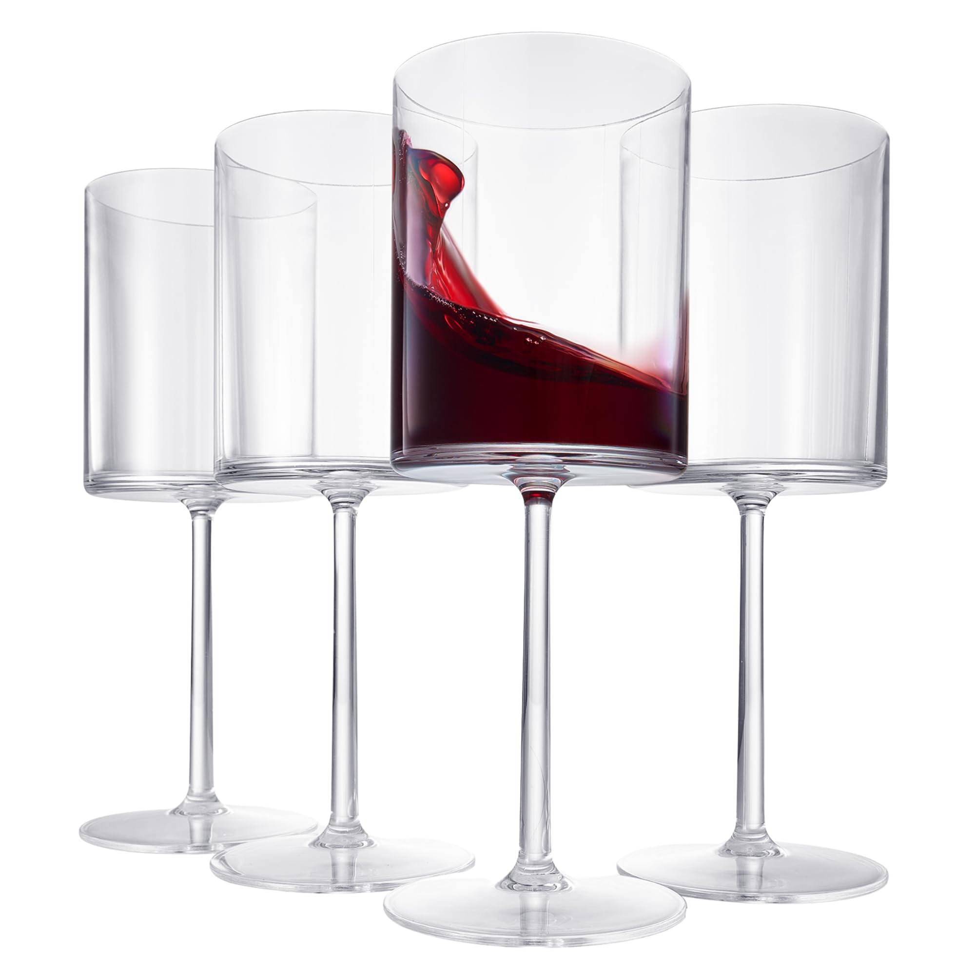 Amazon.com | Unbreakable Stemmed Square Tritan Acrylic Wine Glasses  European Style | Set of 4 | 100% US Drinkware, 18 oz Dishwasher Safe Clear  Color Shatterproof BPA-free plastic, Floating Pool, Indoor and Outdoor: Wine  Glasses