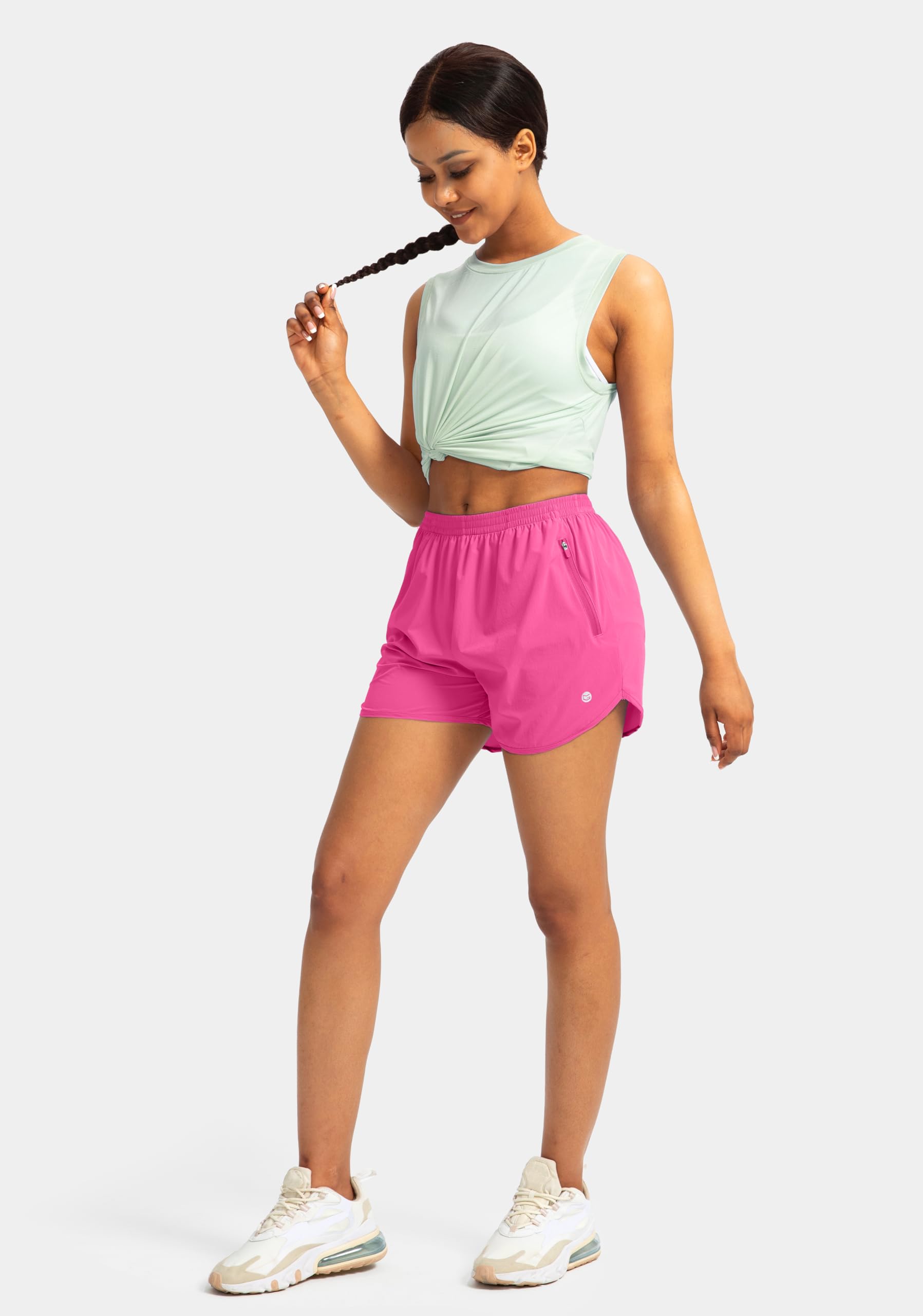 G Gradual Pantalones cortos de correr para mujer con bolsillos con cremallera, secado rápido, atlético, entrenamiento, gimnasio, pantalones cortos de 3 pulgadas para mujer con forro cómodo