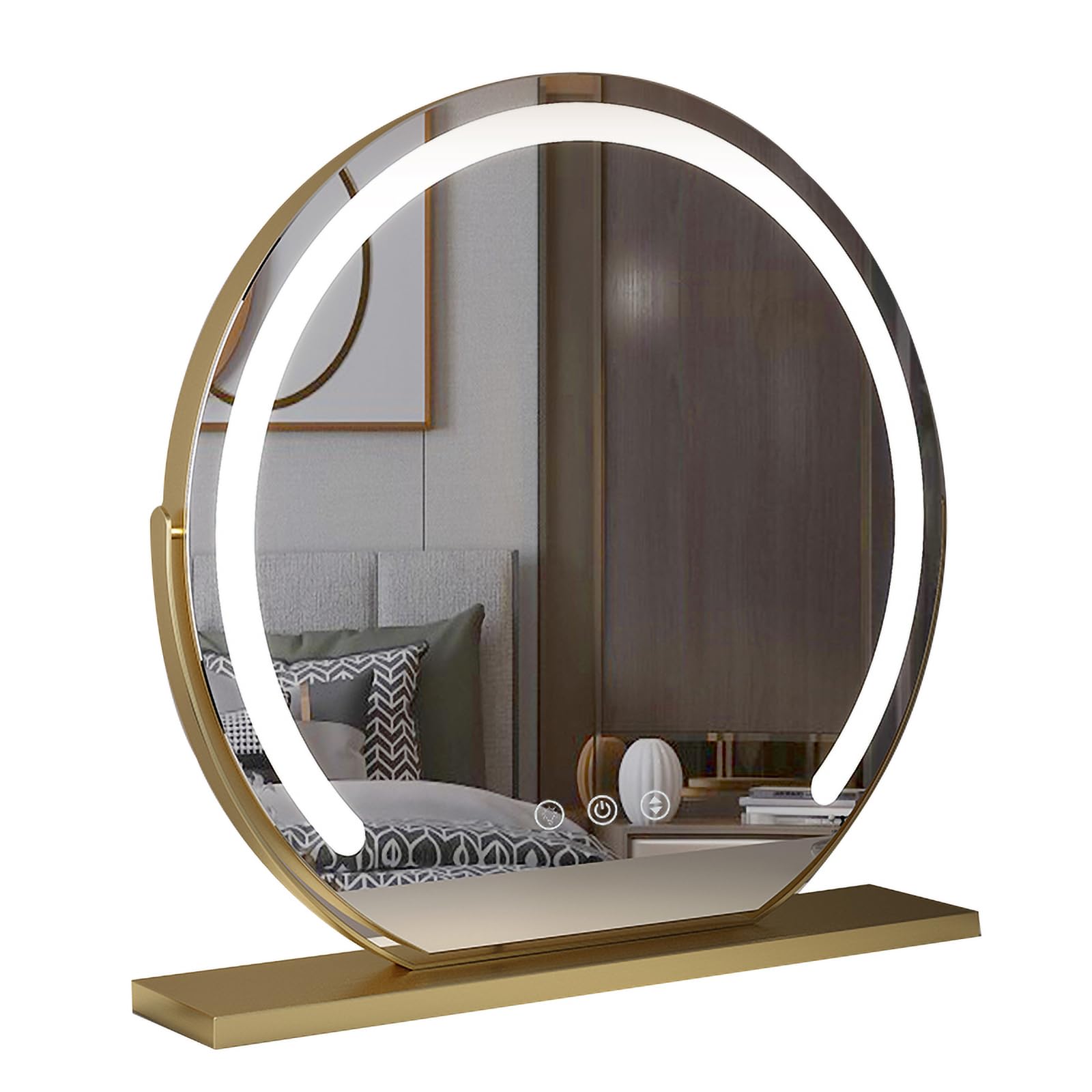 HEBJE swivel makeup mirror vanity mirror with lights rechargeable mirror round mirror has 3 different light settings mode and brightness 50cm