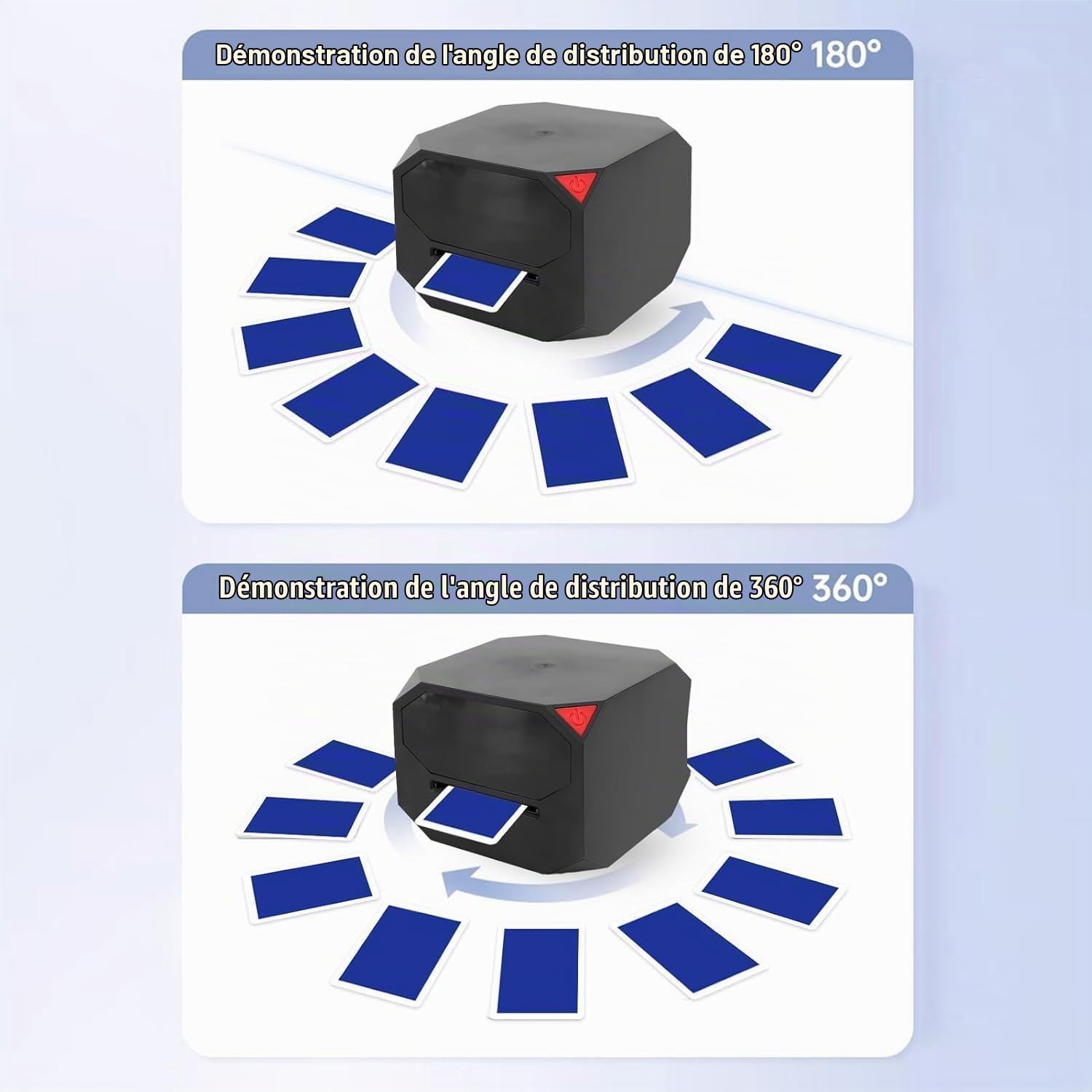 Distributeur De Cartes Automatique, Machine À Distribuer Les Cartes De Poker Électrique Rotative À 180°/360°, Distribution Automatique, Compatible avec 2 Jeux De Cartes(Black)