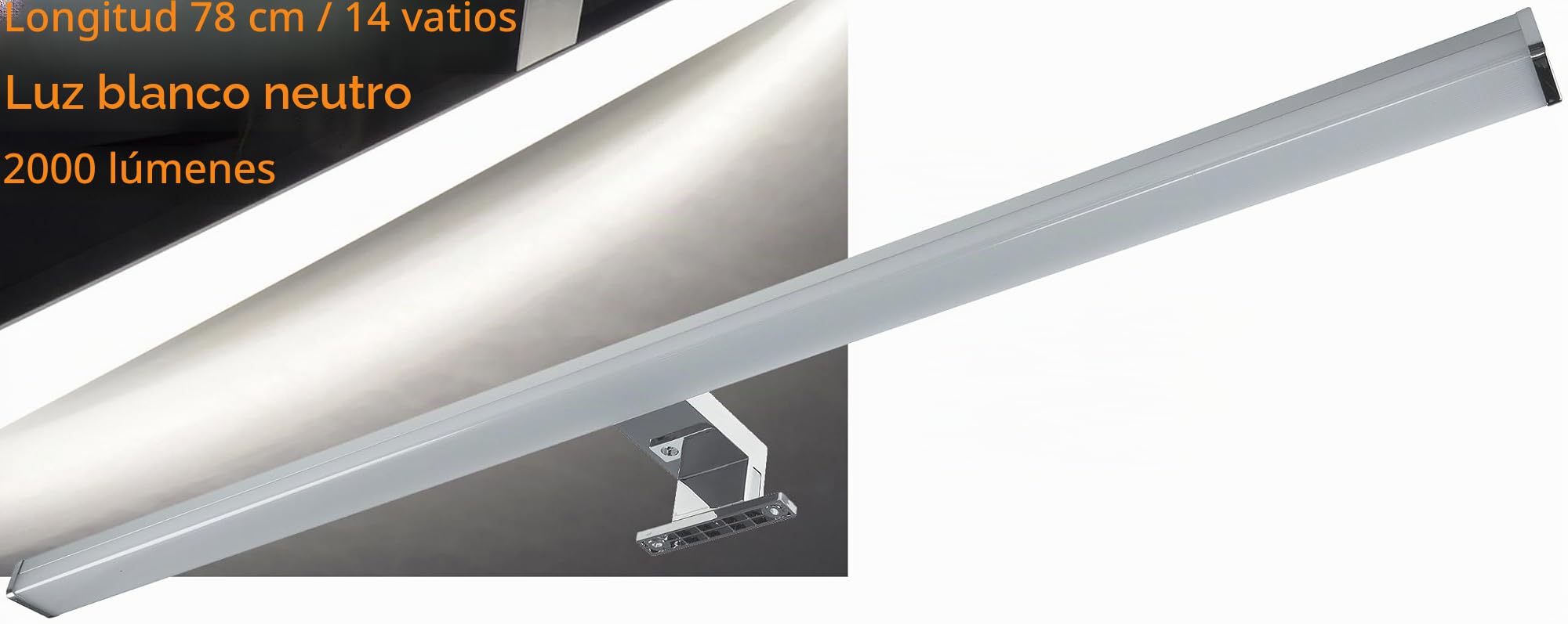 ChiliTec Lámpara LED para espejo de baño, 78 cm, IP44, 230 V, iluminación de baño, 2000 lúmenes, luz blanca neutra, carcasa de aluminio, color plateado