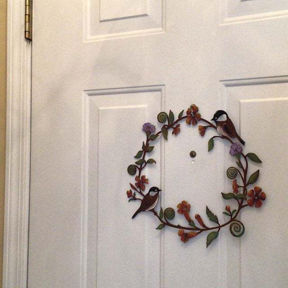 Boxwizard Stainless Steel Spring Wreath - Flower & Bird Garland For Door, Wall, Farmhouse Decor (Photo Color)