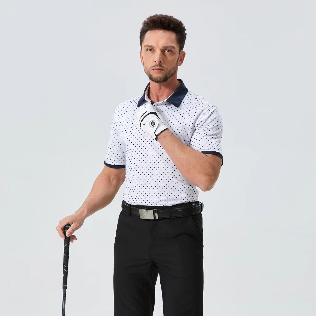 Magliette da Golf da Uomo Dry Fit Performance Print Manica Corta Traspirante Golf Polo