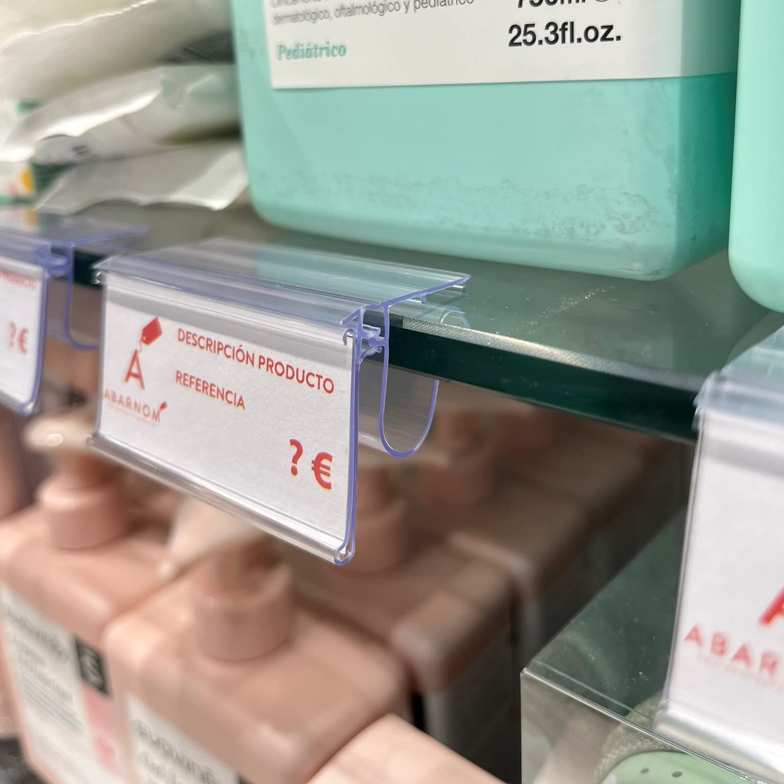 Kit 50 Portaprezzi per ripiano in vetro. Etichette prezzo 30x65 mm. Etichette trasparenti, portaprezzi per negozi, cartelli portaprezzi, portaprezzi per scaffali, portaetichette