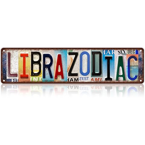 Vintage Libra Street Sign Zodiac Wall Decor Metal Tin Signs for Bar Home Bedroom Ga...