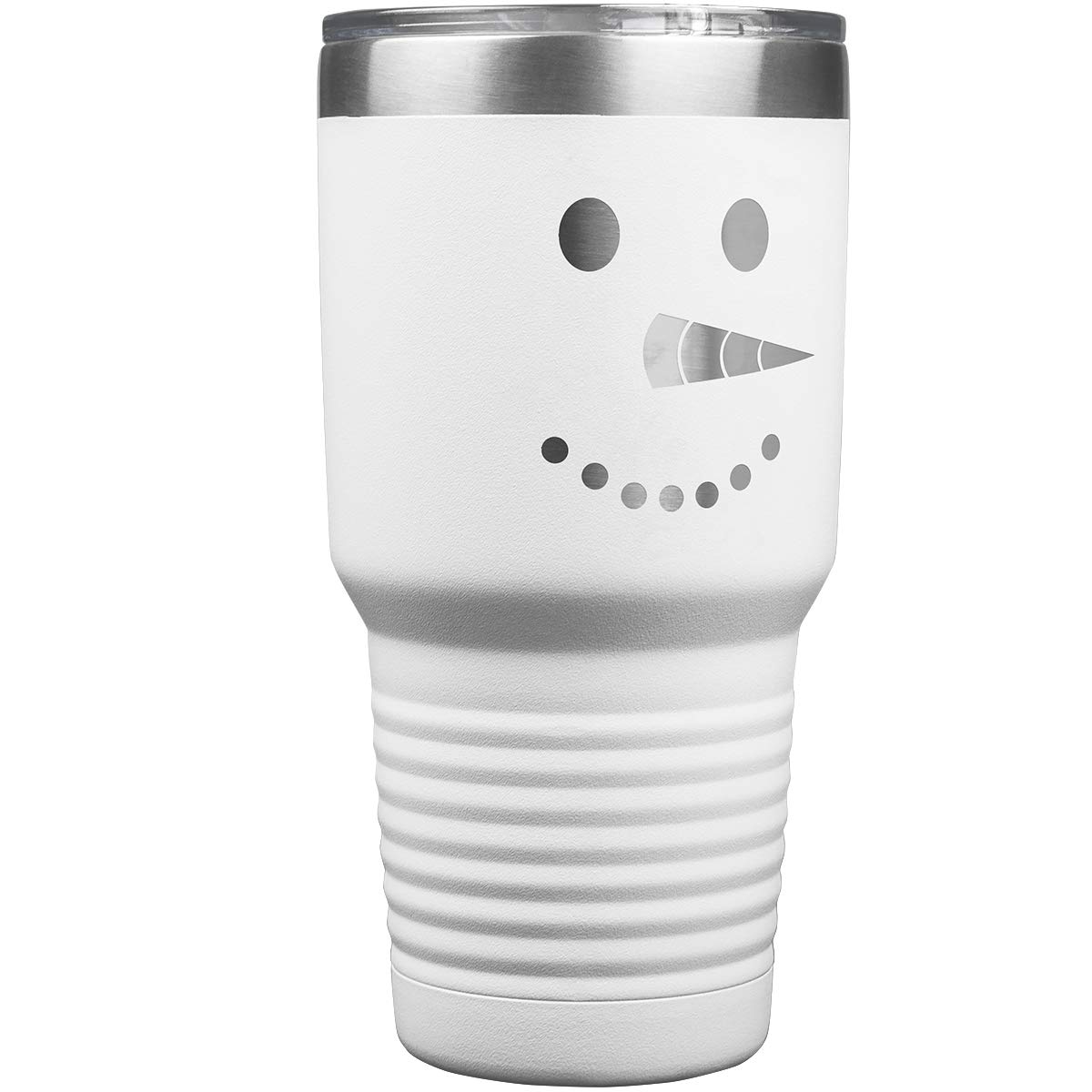PlaqueMaker Snowman Face Ceramic Coffee Mug Stainless Steel Wine Pilsner or Travel Tumbler 30-oz Travel Tumbler with Lid