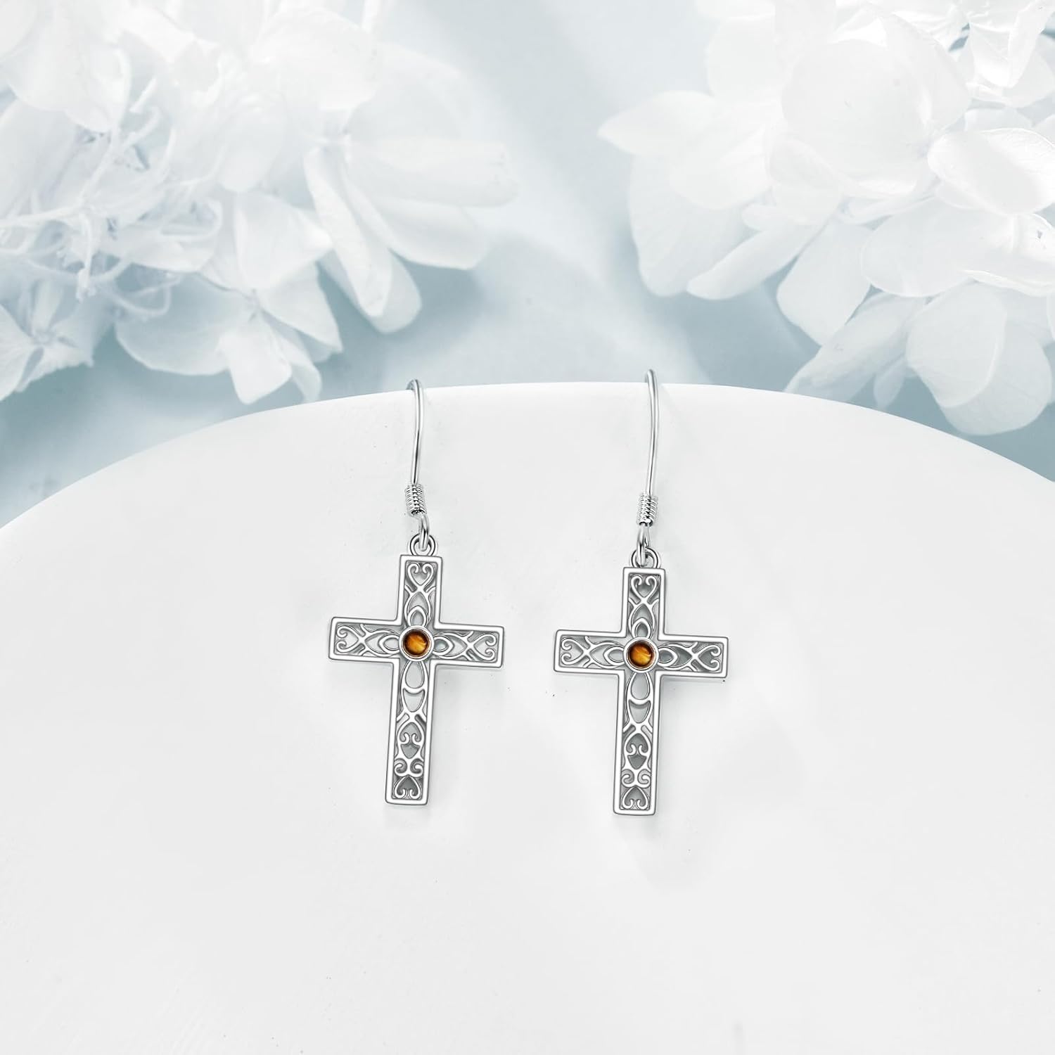 VONALA Cross Dangle Earrings for Women 925 Sterling Silver Mustard Seed Cross Earrings Religious Christan Faith Jewelry Christmas Gifts - Image 6