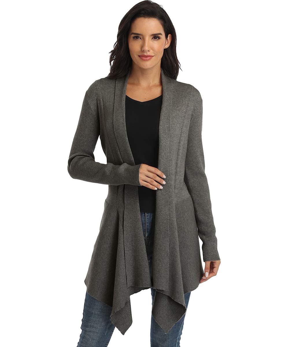 Dilgulwomens Cardigans Longsleeve Waterfall Shawl Collar Ribbed