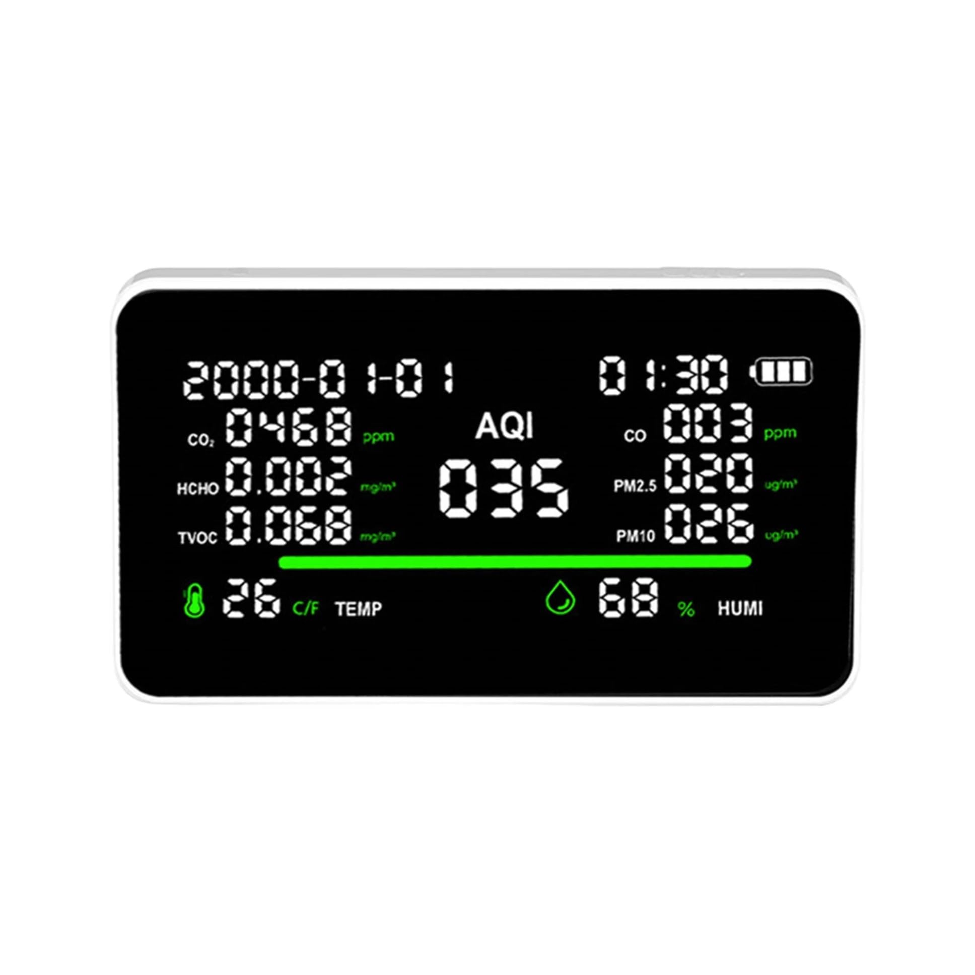 Air Quality Monitor, Air Quality Monitor for CO2 TVOC HCHO Temp Air Quality Detector Air Quality Tester(HD06)