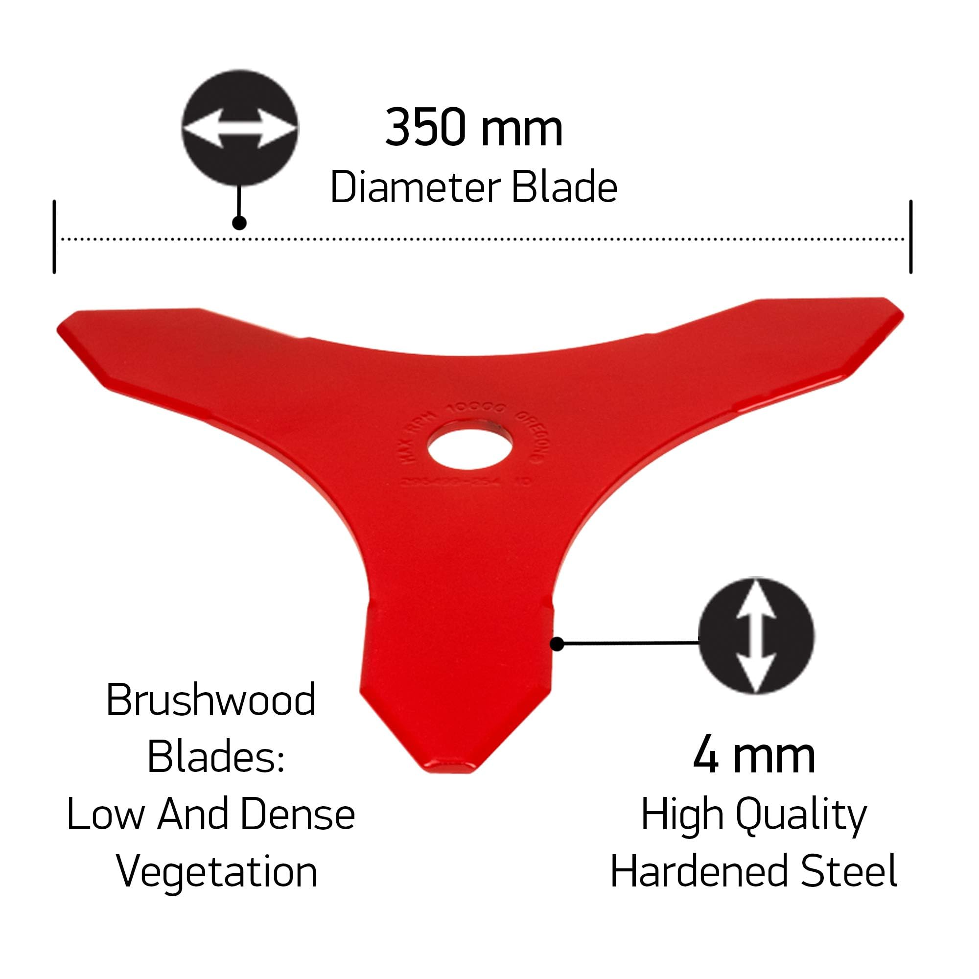 Oregon Cuchilla Desbrozadora de 3 Puntas 4.0 x 350 mm para Hierba y Matorrales, Disco de Corte Profesional Ideal para Jardines, Compatible con Desbrozadoras Husqvarna, Echo, Shindaiwa, Stihl y más