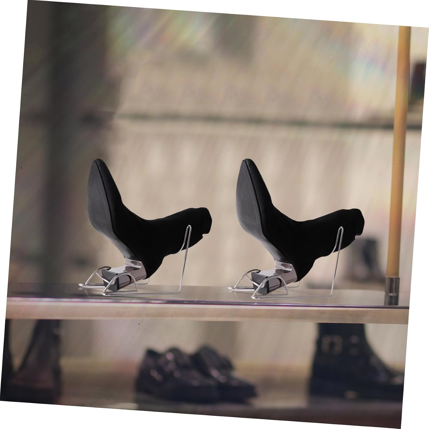 Alipis 2pairs Stainless Boot Rack Display Stand for Boots Shoe Shelf for Store Home Hotel Use Lightweight Portable Design