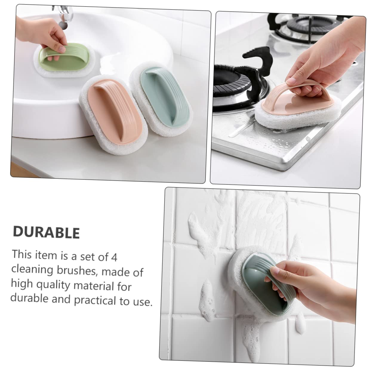 Baluue 8piezas Esponja Limpiadora De Cocina Mango Cepillo De y Desincrustante para Fregar Azulejos y Superficies Pastel