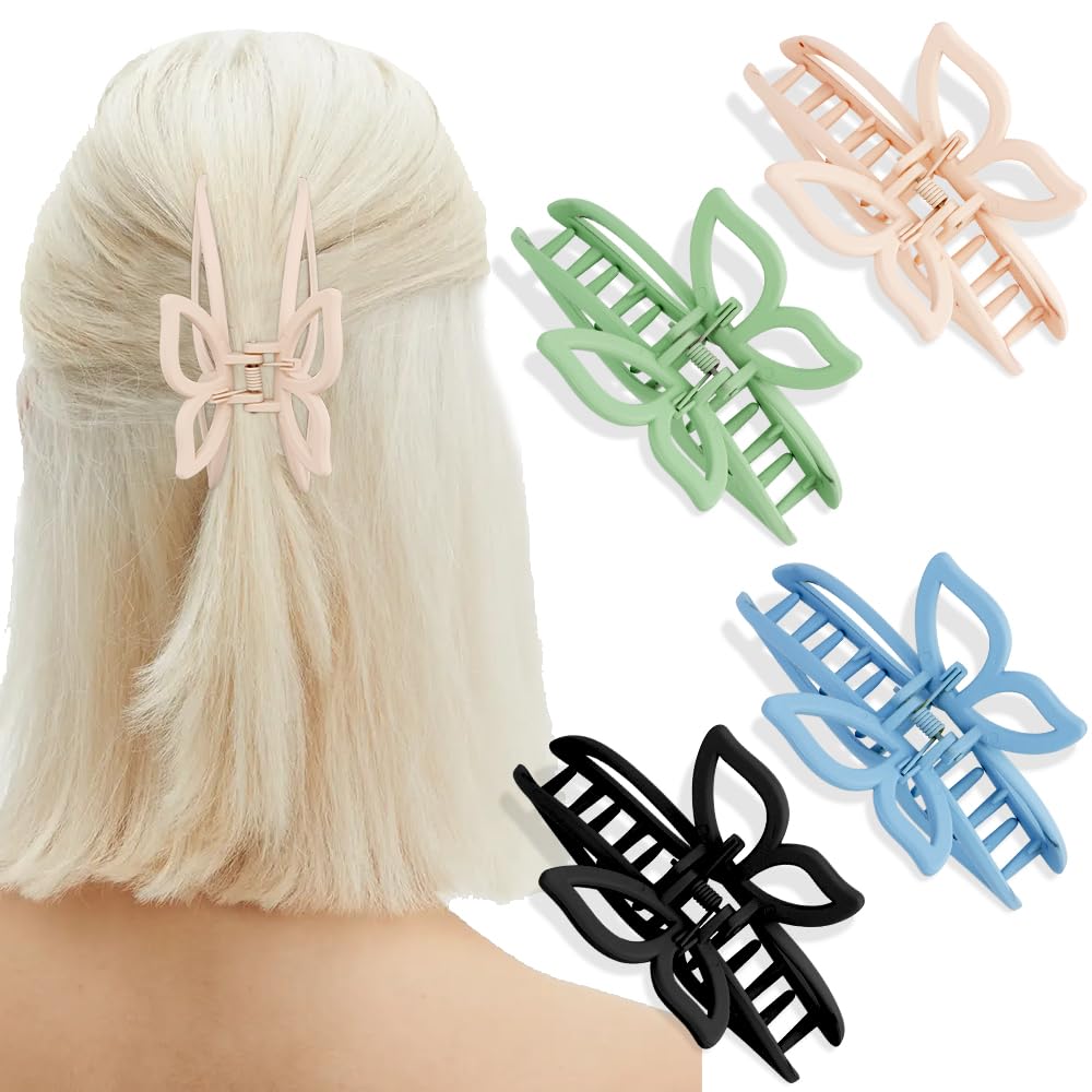 Amazon.co.jp: AHONEY バタフライヘアクリップ、4個 バタフライクロウ 