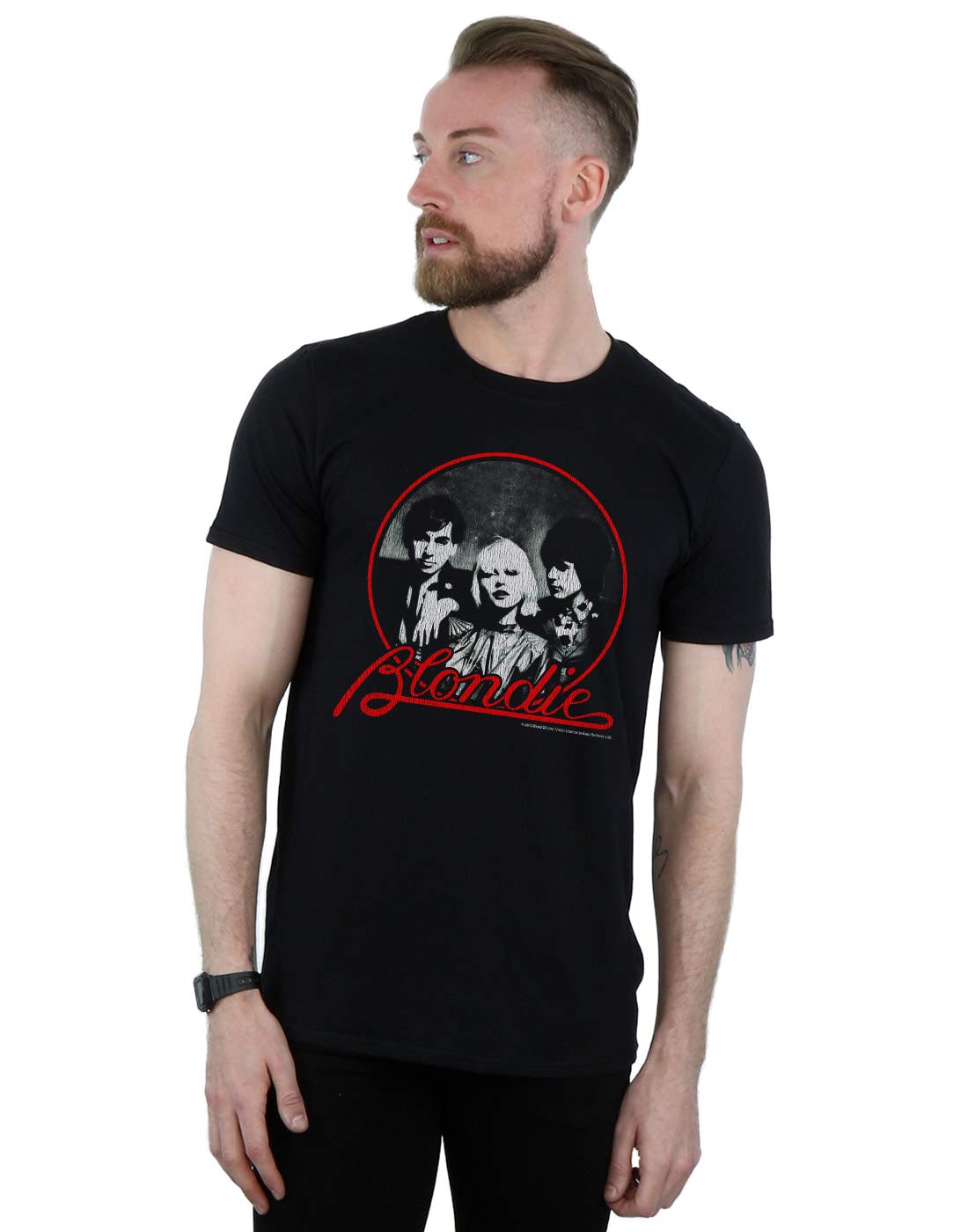 Blondie Men's Black Distressed Circle T-Shirt