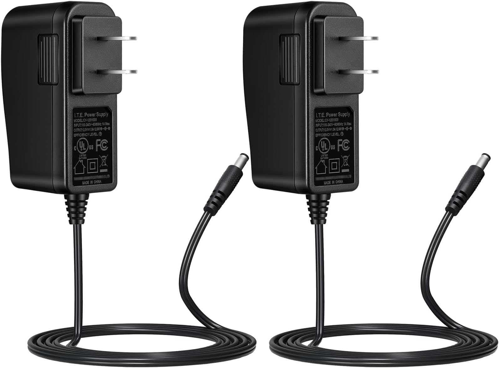 [UL Listed ] Security-01 2-Pack AC 100-240V to DC 12V 1A 12W Power Supply Adapter 5.5mm x 2.1mm, 12 Volt Power Adapter Transformers for CCTV Camera,Speaker,Router,Printer,Keyboard