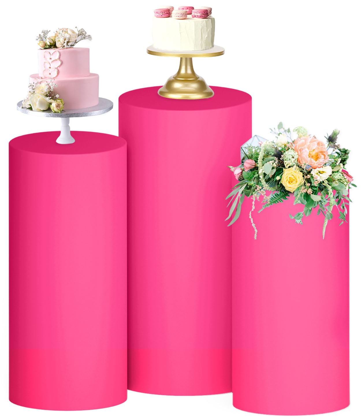Esquirla 5-Piece Cylinder Pedestal Stand Covers - Light Polyester Covers For Graduation, Weddings, Parties (Light Purple)