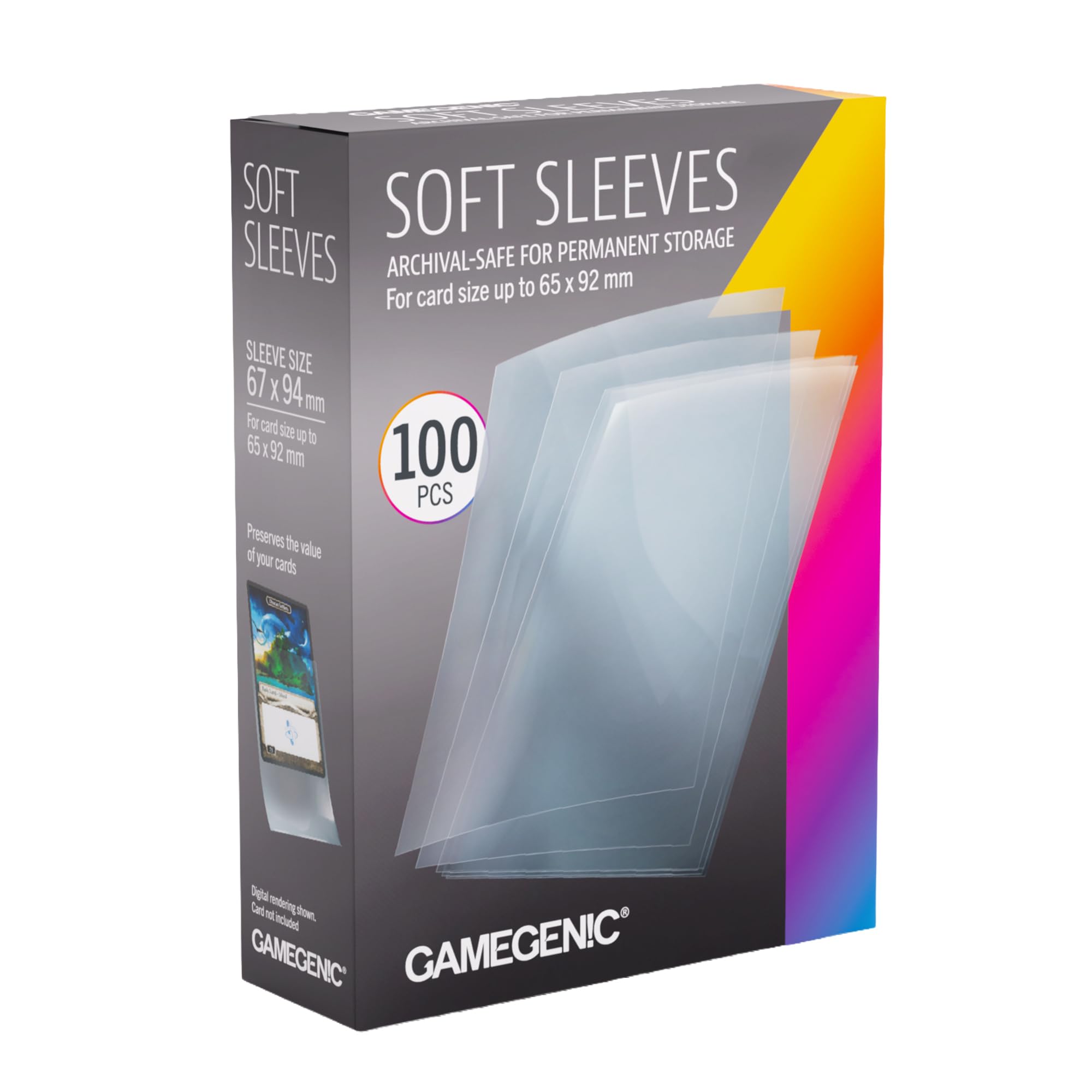 Gamegenic Soft Sleeves 67x94 – 100 Count Clear Card Protectors, Archival Safe Polypropylene, Acid-Free and No PVC