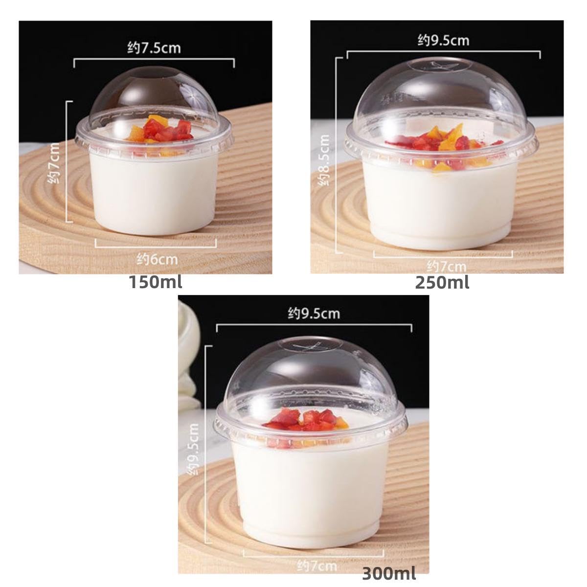Amazon.co.jp: デザートカップ アイスクリームカップ 蓋付き プリン