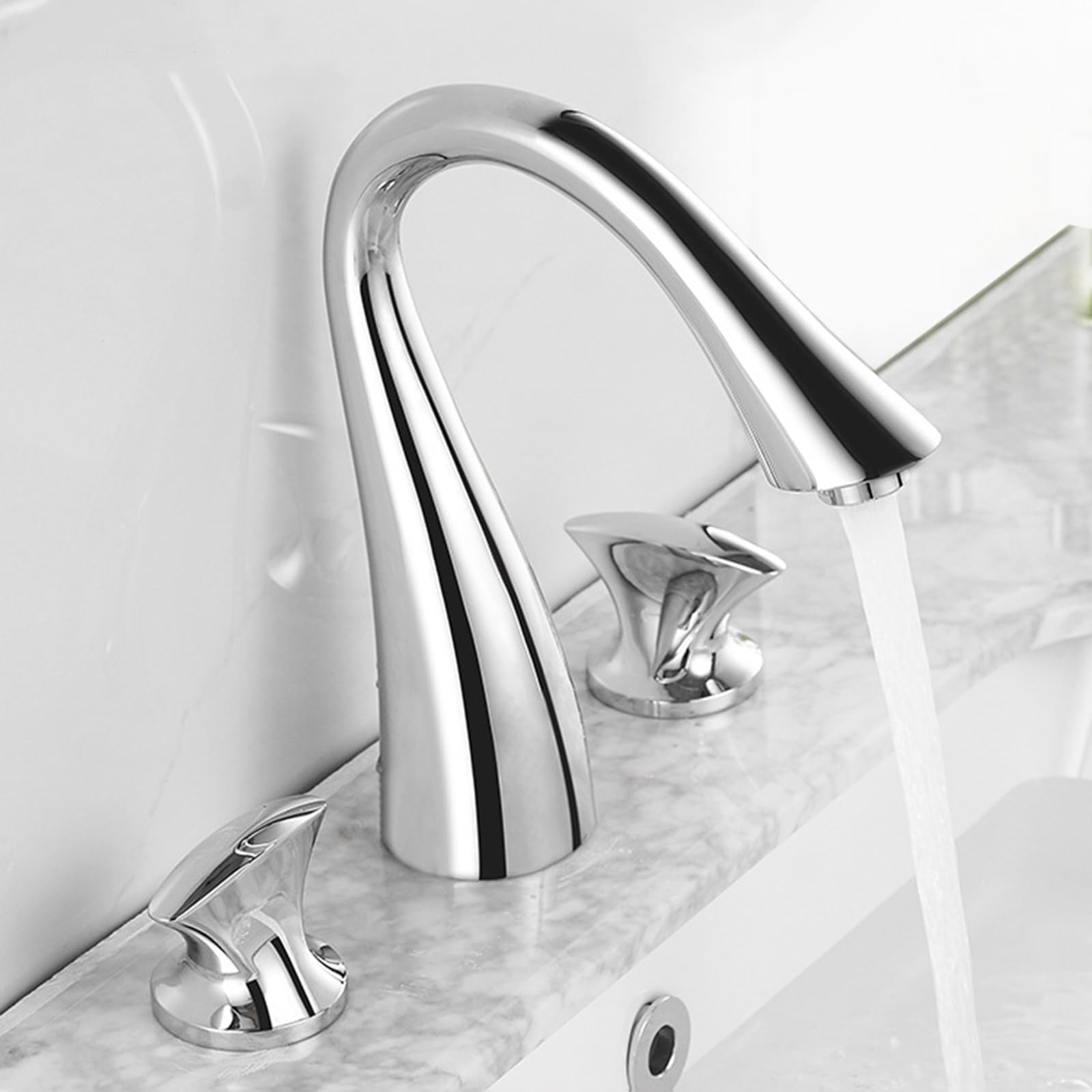 Grifo 3 Orificios para Baño Agua Fría Y Caliente Bimando Grifos para Lavabos de Baño Latón,cromo
