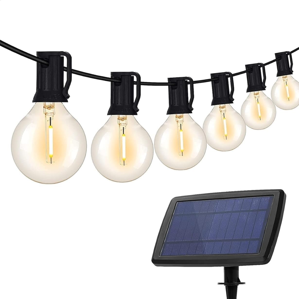 Guirlande lumineuse solaire extérieure G40 25 pieds étanche pour jardin et terrasse