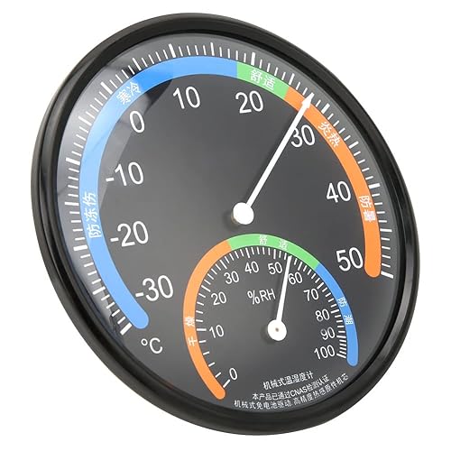 Miniatura 9 de Termómetro de invernadero, termómetro de invernadero, termómetro para interiores y exteriores, 5 pulgadas, tipo puntero redondo, termómetro