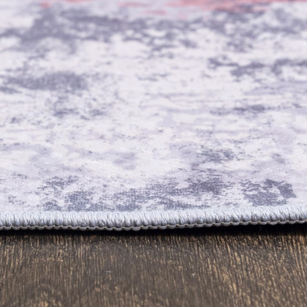 Mazovia Alfombra Salón 80x150cm Crema Rosa Abstracto con Estilo Pelo Corto