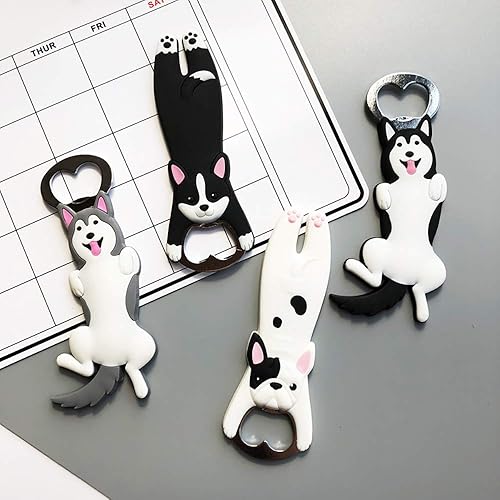 Miniatura 3 de Imán de refrigerador de silicona para abrebotellas de cola de cerveza, camarero, cocina, barware de metal, novedad, forma divertida (rayas gato)