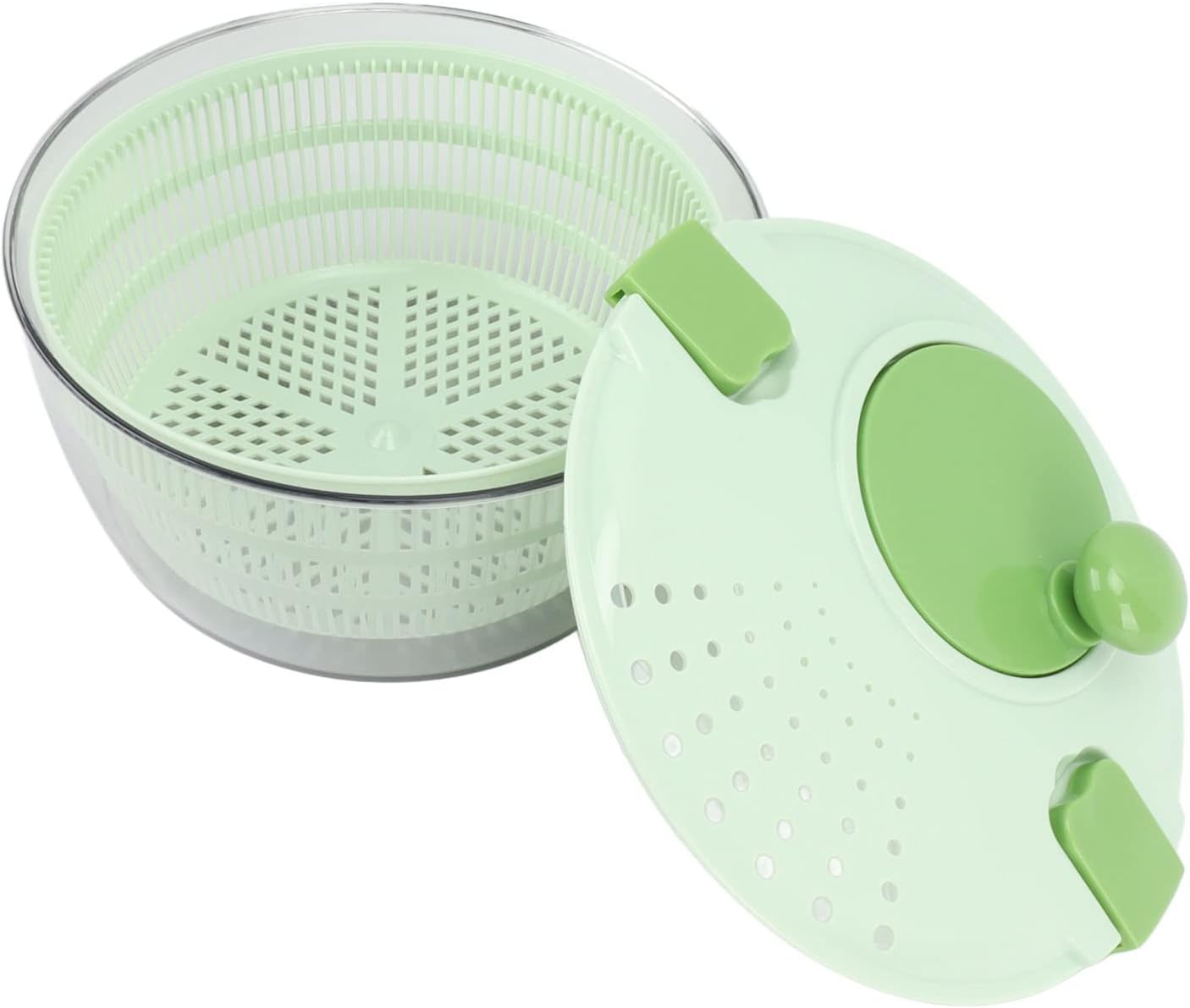Salad Spinner Plastic, Rotatable Veggie Washer for Kitchen, Fast Mixing Vegetable and Fruit Dryer with Time Saving Design, Washable Lettuce Spinner for Home Use (Green)