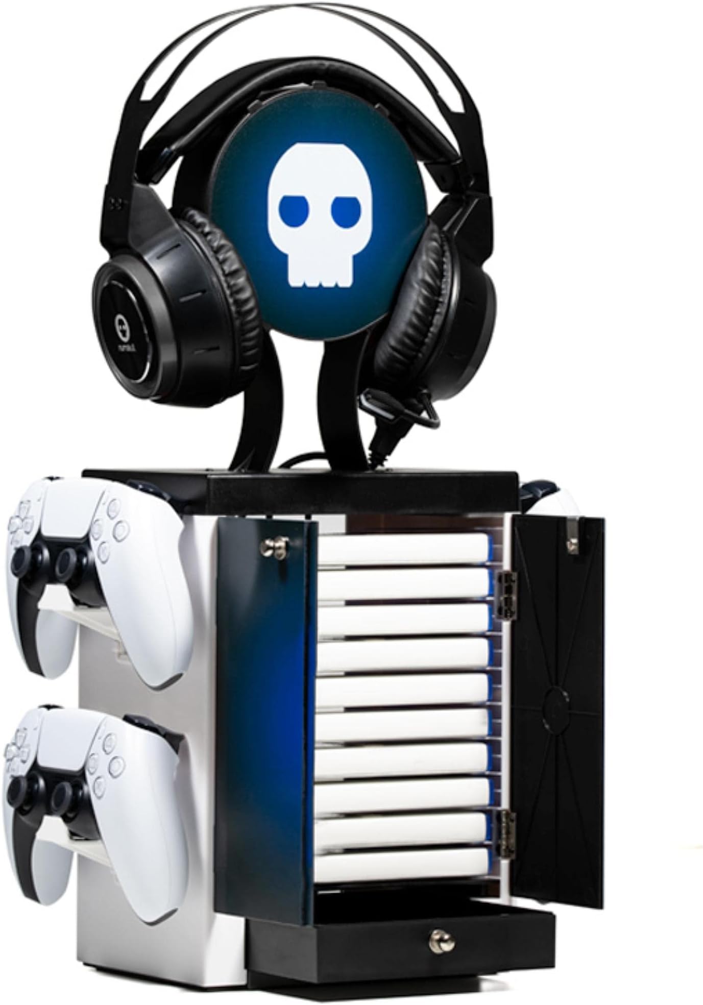 NumskullOfficial PS5-Inspired Gaming Locker, Controller Holder, Headset Stand for PS5, Xbox Series X S, Nintendo Switch - Official Merchandise