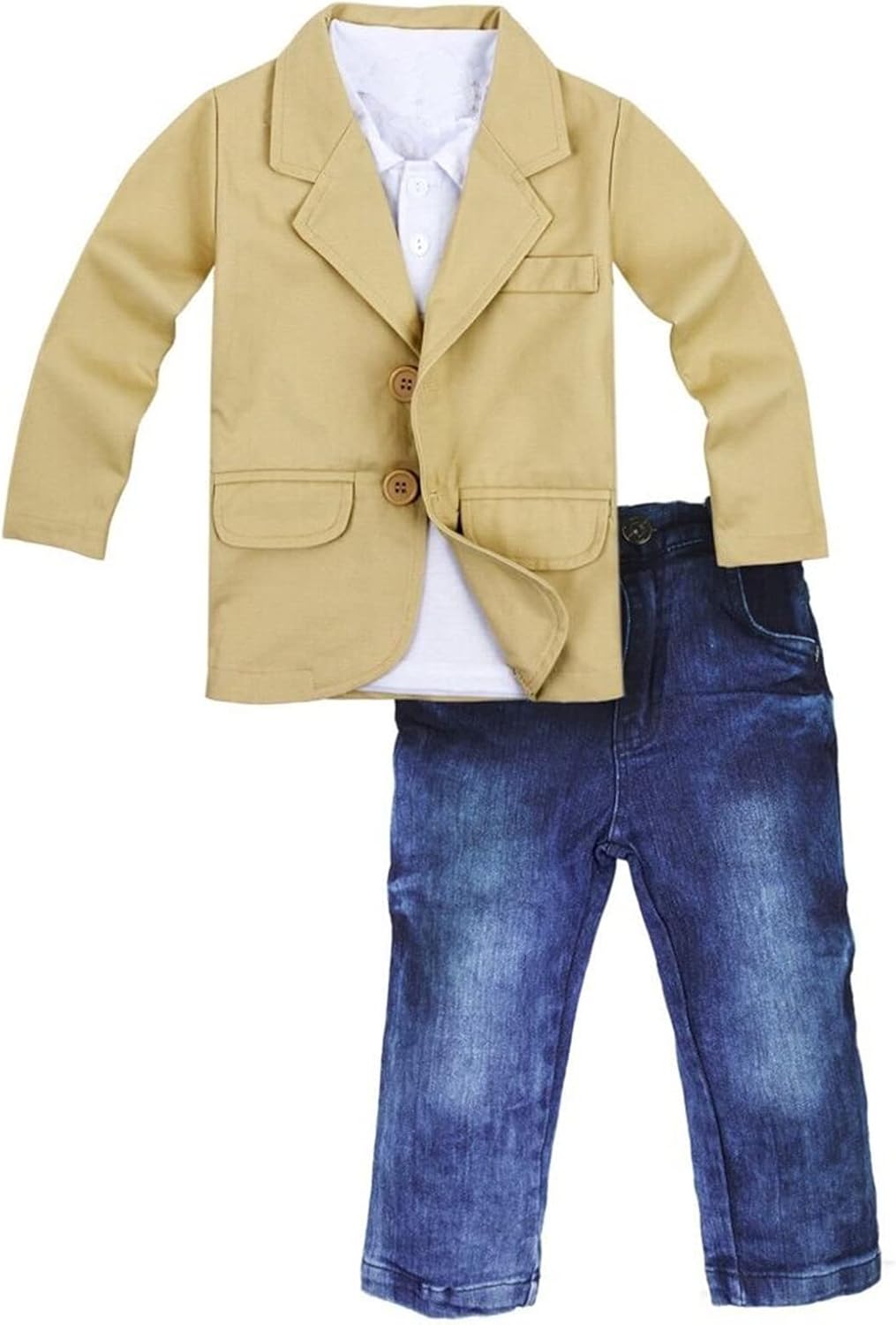 Toddler Baby Boys Gentleman 3 Pieces Shirt+Jacket+ Jeans Wedding Infant Pants Clothing Sets