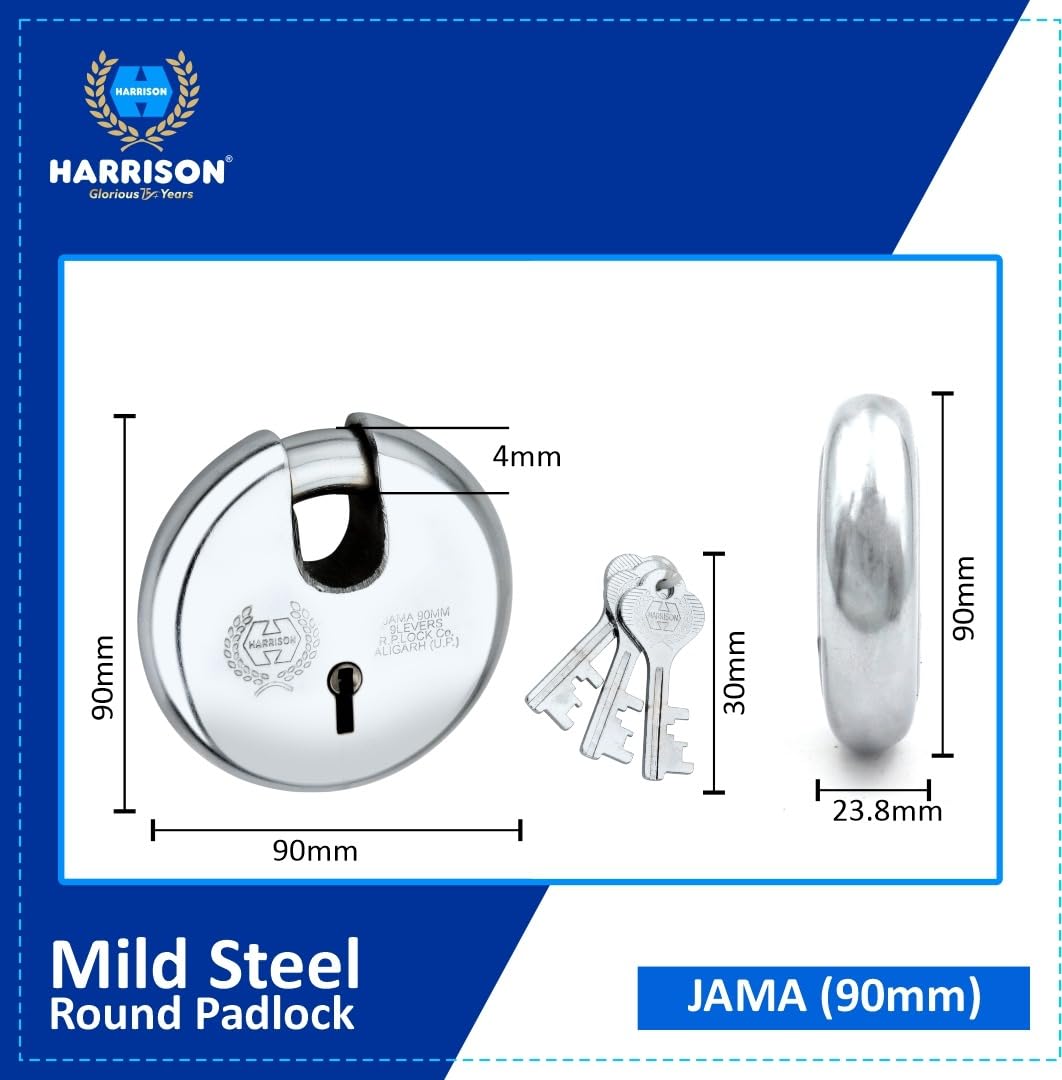 Harrison JAMA LOCK-0022 Key Padlock (Silver, Painted Finish) | Padlock, Padlocks, Locks for Home, Locks for Main Door — Amazon image 5