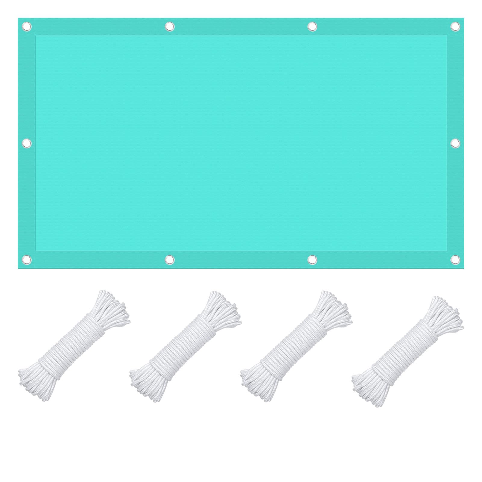 Voile d'ombrage rectangulaire bleu ciel 1,9x3,6 m en polyester résistant à l'eau avec oeillets