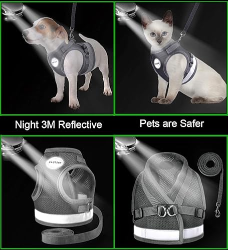 Miniatura 5 de GAUTERF - Arnés para gatos y cachorros con correas, arnés de gato a prueba de escape, chaleco de pana ajustable y malla suave reflectante