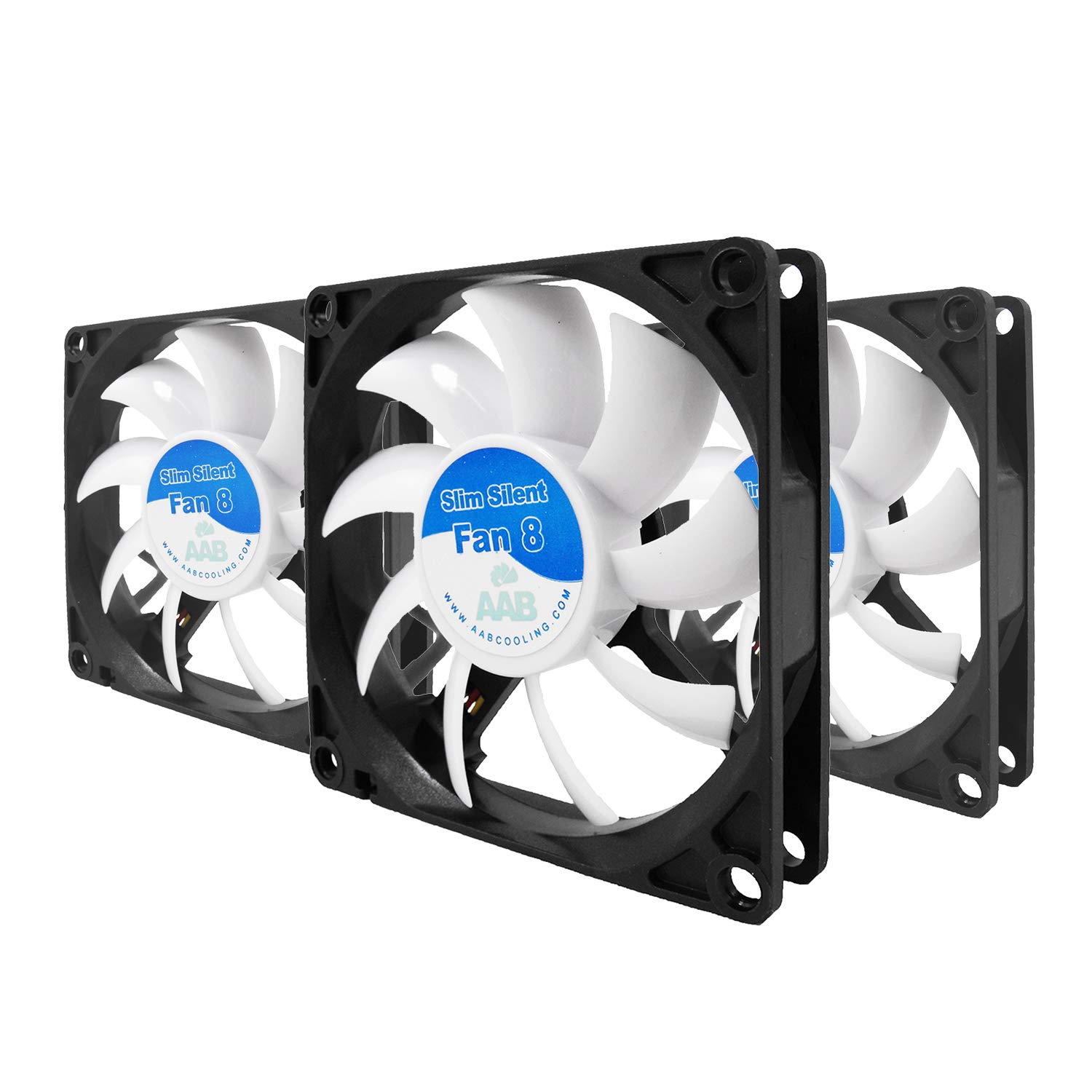 AABCOOLINGSLIM Silent Fan 8-Silent and Efficient Low Profile 80mm Fan with 4 Anti-vibration Pads, Cooling Fan, Computer Fan, PC Fan 80mm, 8cm Fan-Value Pack 3 Pieces 13.9 dB(A), 16.1 CFM, 1600 RPM