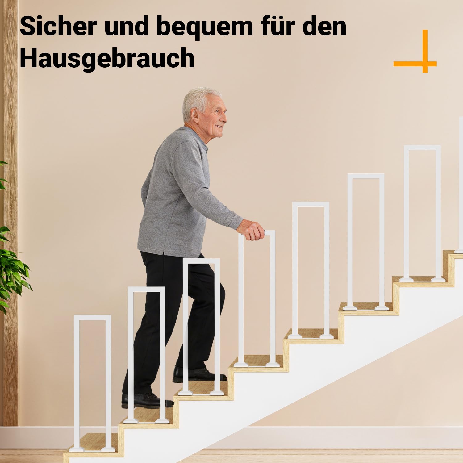Rampe d'escalier en métal inoxydable carré, garde-corps de balustrade, forme U pour intérieur et extérieur pour escaliers, garde-corps antidérapant décoratif pour entrée, couloir (65 cm