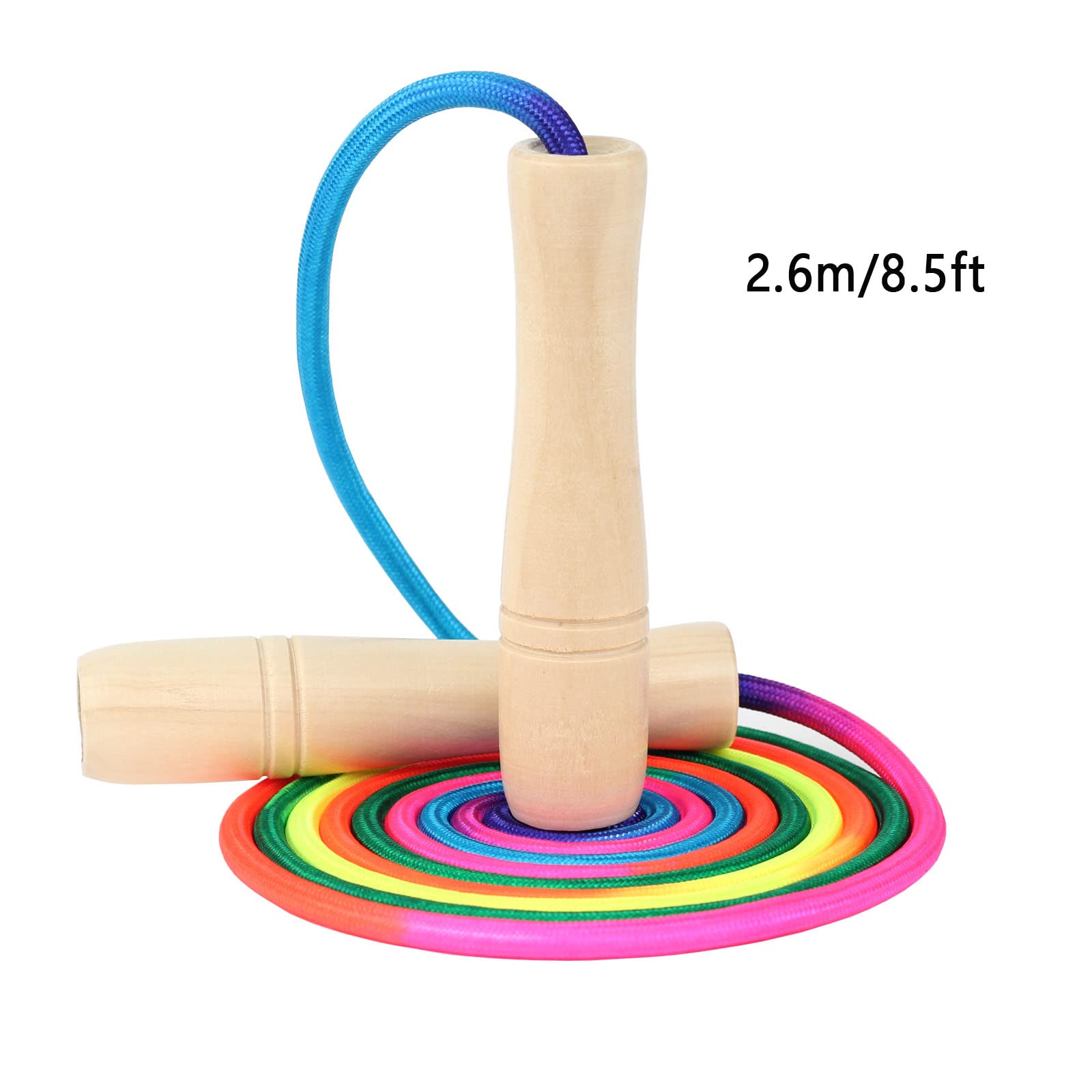 Springseil für Kinder, verstellbares Springseil für Kleinkinder mit Holzgriff und Baumwollseil, niedliches Springseil für Jungen und Mädchen, Fitness, Workout, 2,5 m (Rosa)