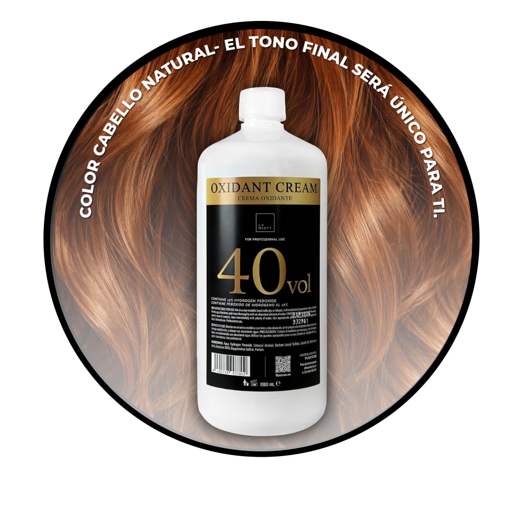 Crema Oxigenada 40 Vol (12%) para Tintes | 5 Botellas de 1 Litro | Decolorante Pelo Profesional