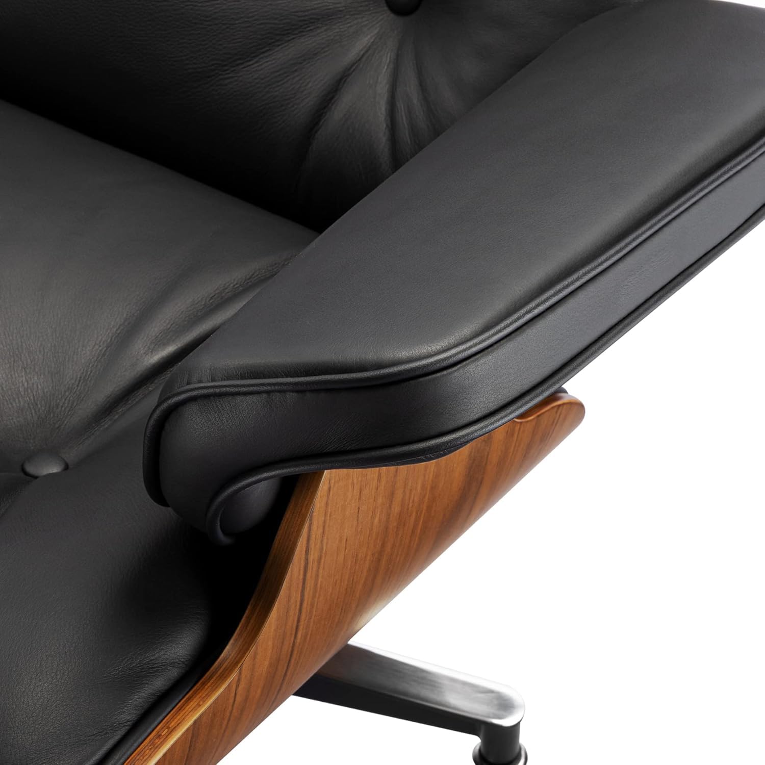 Echtleder-Entspannungssessel mit Fußhocker, moderner Fernsehsessel, drehbarer Chaiselongue mit Ottomane, Fester Neigungswinkel von 105°, einzigartiges Design mit gepolstertem Kissen